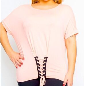PEACH Plus Size Short Sleeve Top with super cute bottom tie!